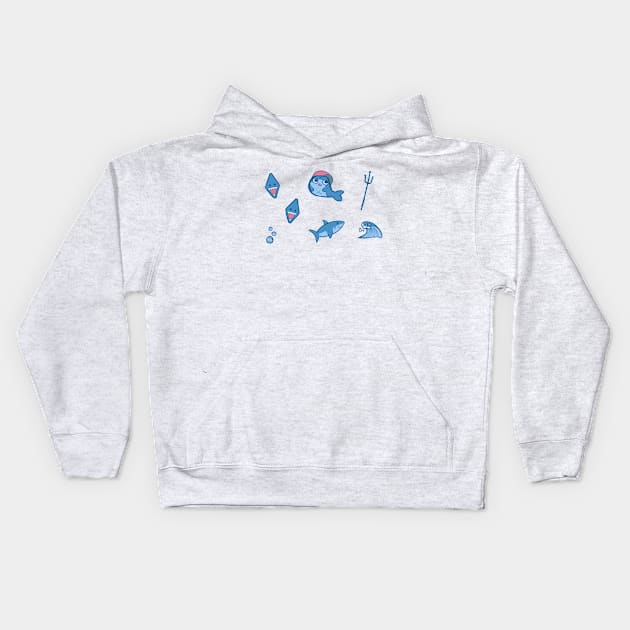 Gawr Gura Cute Shark Pattern Set Vtuber Kids Hoodie by yellowpomelo